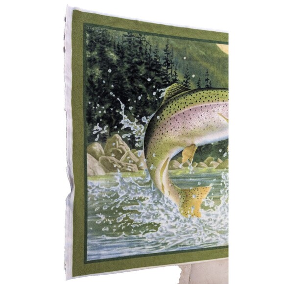 James Hautman 2005 Sewing Panel Fly Fishing Rainbow Trout Fleece 62" x 48" Craft - Picture 5 of 6